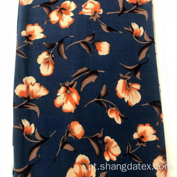 Tecido com estampa de flores em crepe Rayon